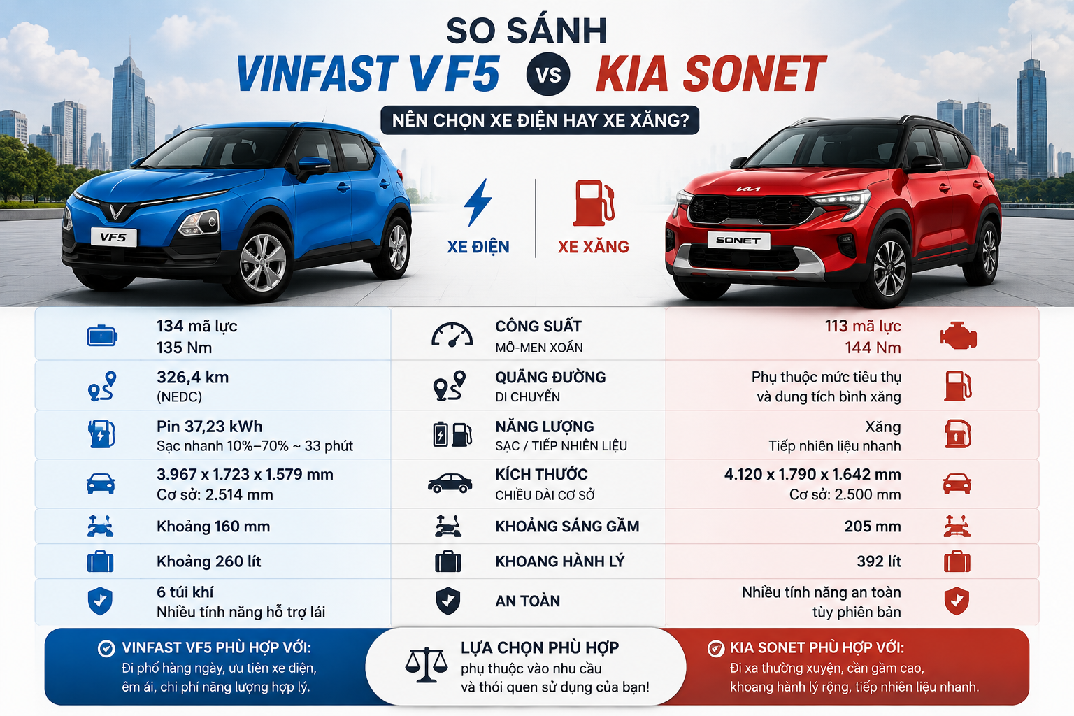So sánh VinFast VF5 và Kia Sonet: Nên mua xe nào? 28 So sánh VinFast VF5 và Kia Sonet: Nên mua xe nào? So sánh VinFast VF5 và Kia Sonet